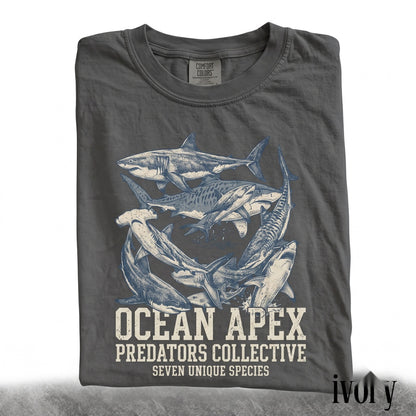 Vintage Shark Graphic Ocean Predator Marine Life Sea Animal Aesthetic Gift Unisex TShirt