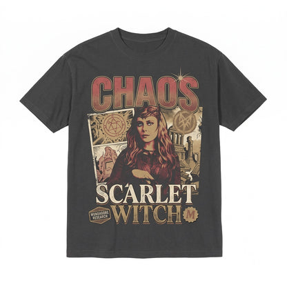 Retro Scarlet Witch Chaos Magic Graphic Tee Vintage Elizabeth Olsen Agatha Homage Top Oversized Fan Gift Unisex TShirt