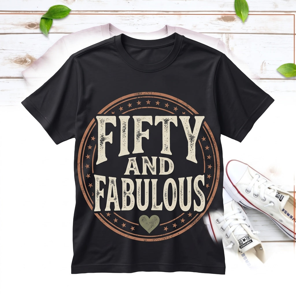 Vintage 50th Birthday Fifty Milestone Celebration Graphic Apparel Gift for Men Women Unisex TShirt