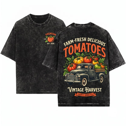Organic Garden Fresh Tomato Farm Harvest Graphic Apparel Unisex Wash T-Shirt