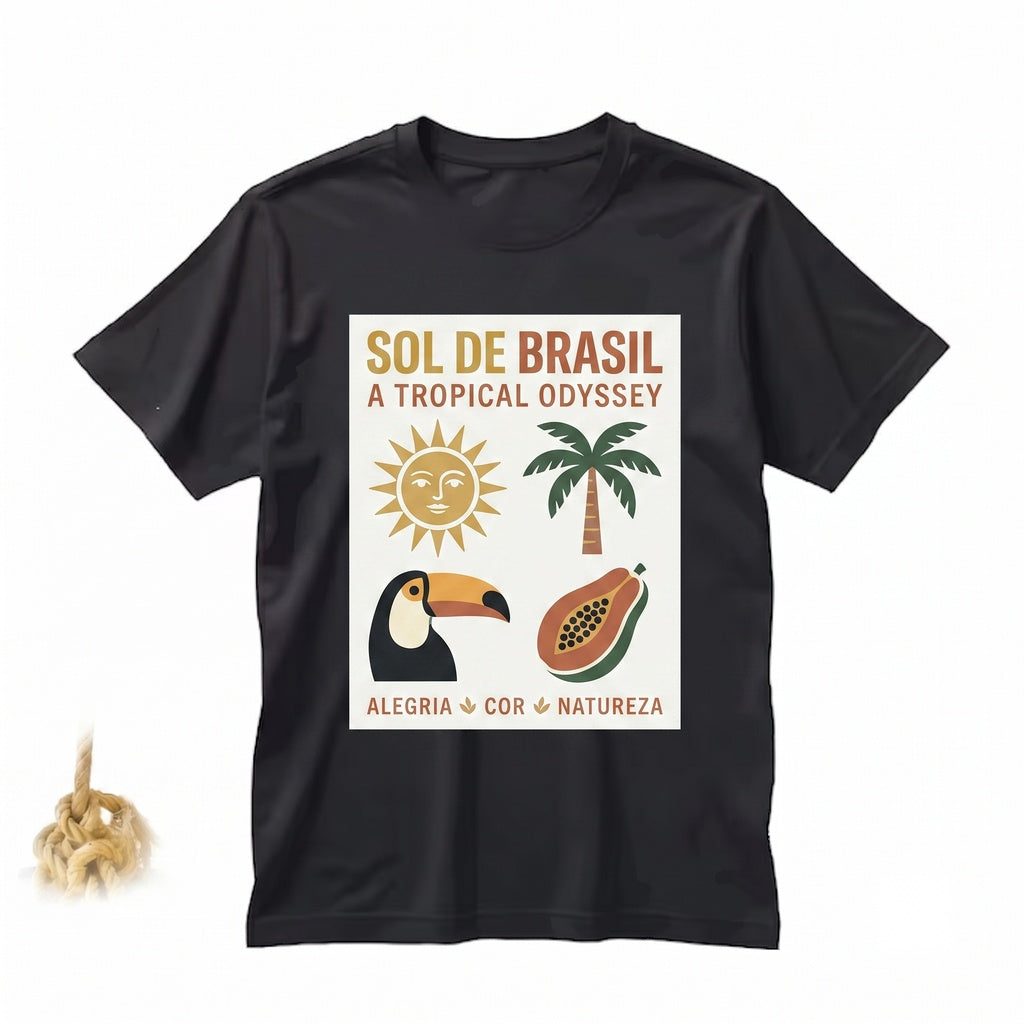 Sol de Brasil Travel Poster Tropical Toucan Brazilian Folk Art Boho Summer Vacation Top Unisex TShirt