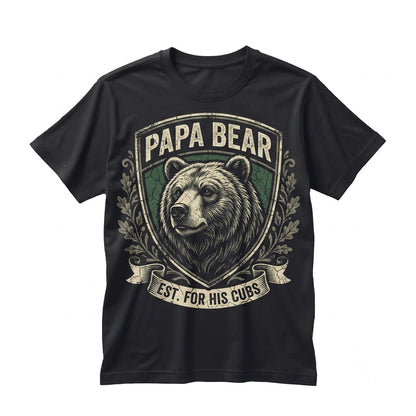 Papa Bear Cool Fathers Day Gift Funny Retro Graphic Apparel for Husband Grandpa Dad Unisex TShirt
