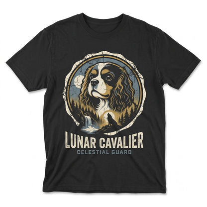 Cavalier King Charles Spaniel Howling at Full Moon Vintage 90s Retro Animal Graphic Funny Dog Unisex TShirt