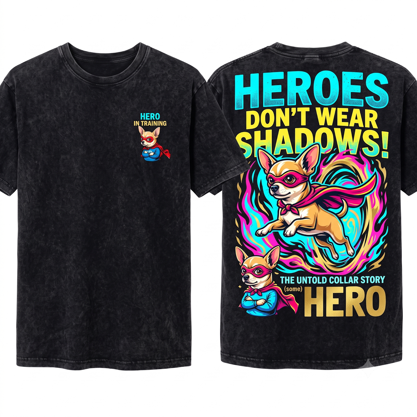 Chihuahua Cute Superhero Costume Dog Mom Dad Gift Unisex Heavyweight Garment-Dyed T-Shirt