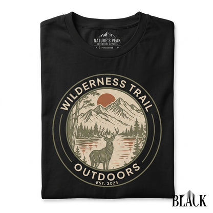 Vintage Mountain Deer Graphic Forest Wildlife Adventure Retro Rustic Nature Outdoor Unisex TShirt