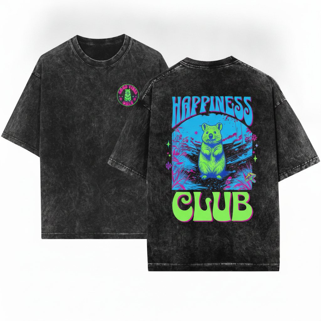 Quokka Happiness Club Vintage Cute Animal Lover Gift Unisex Wash T-Shirt