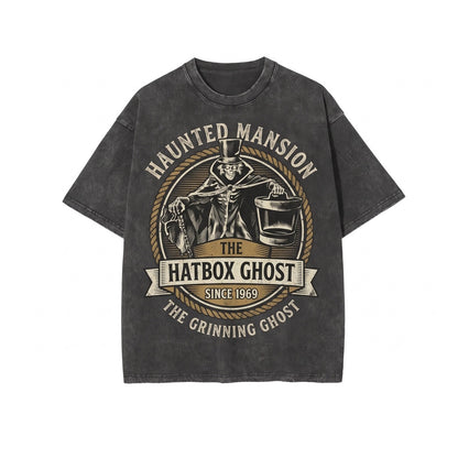 Oversized Hatbox Ghost Haunted Manor Halloween Hitchhiking Spirits Graphic Unisex TShirt