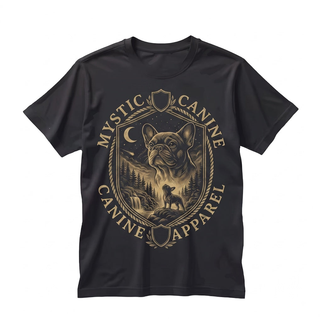 Retro 90s French Bulldog Full Moon Howling Animal Graphic Cozy Pup Crewneck Unisex TShirt