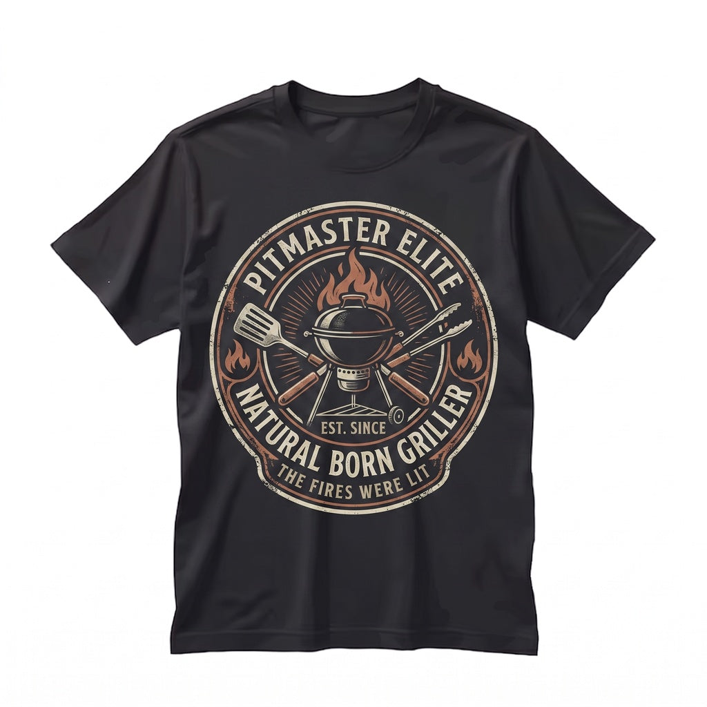 Natural Born Griller Funny Vintage Retro Graphic Barbecue Pitmaster Dad Smoke Meat Chef Unisex TShirt
