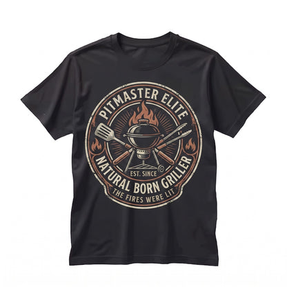 Natural Born Griller Funny Vintage Retro Graphic Barbecue Pitmaster Dad Smoke Meat Chef Unisex TShirt