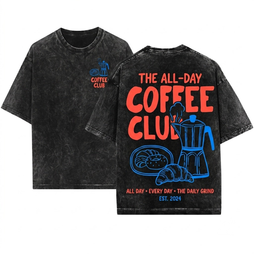 Retro Coffee Club Foodie Aesthetic Crop Top Unisex Wash T-Shirt