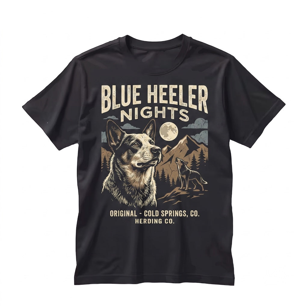Australian Cattle Dog Howling at the Moon Vintage 90s Retro Graphic Pet Mom Gift Unisex TShirt