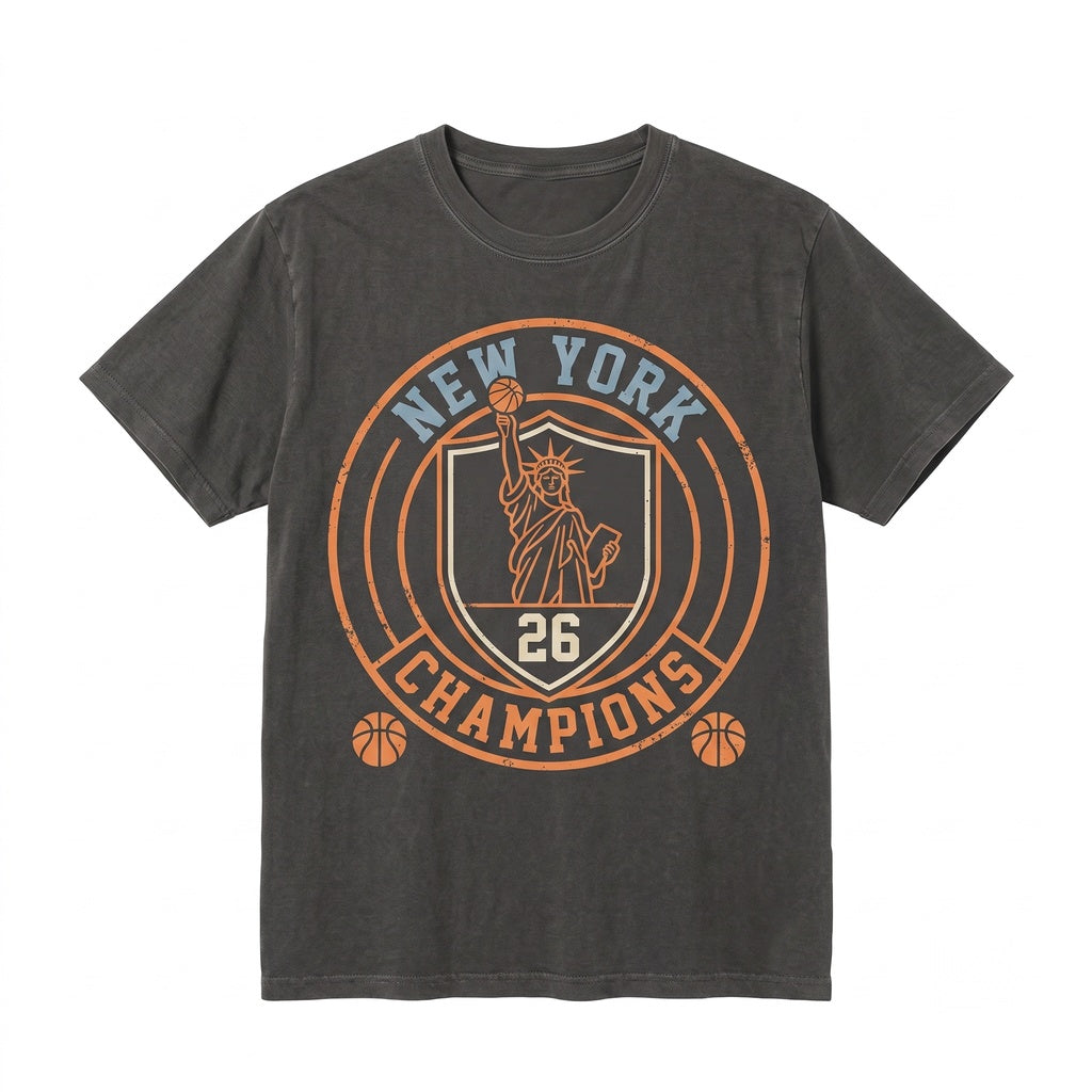 New York 2026 Champions Statue of Liberty NY Basketball Graphic Apparel Vintage Sports Fan Unisex TShirt