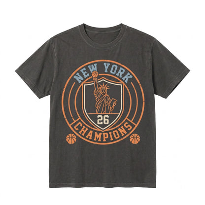 New York 2026 Champions Statue of Liberty NY Basketball Graphic Apparel Vintage Sports Fan Unisex TShirt