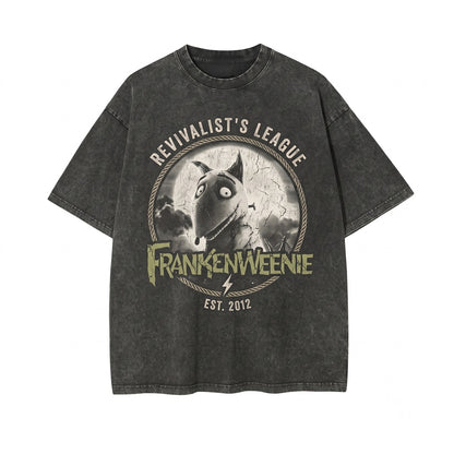 Oversized Frankenweenie Dog Theme Park Halloween Spooky Graphic Top, Unisex TShirt