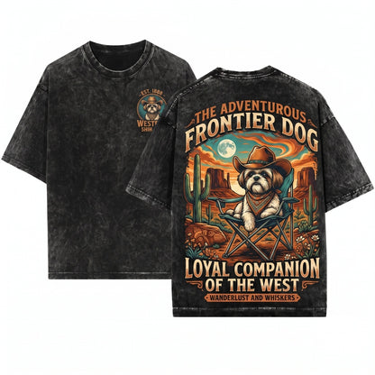 Cowboy Shih Tzu Western Country Ranch Dog Vintage Mom Dad Gift Unisex Wash T-Shirt