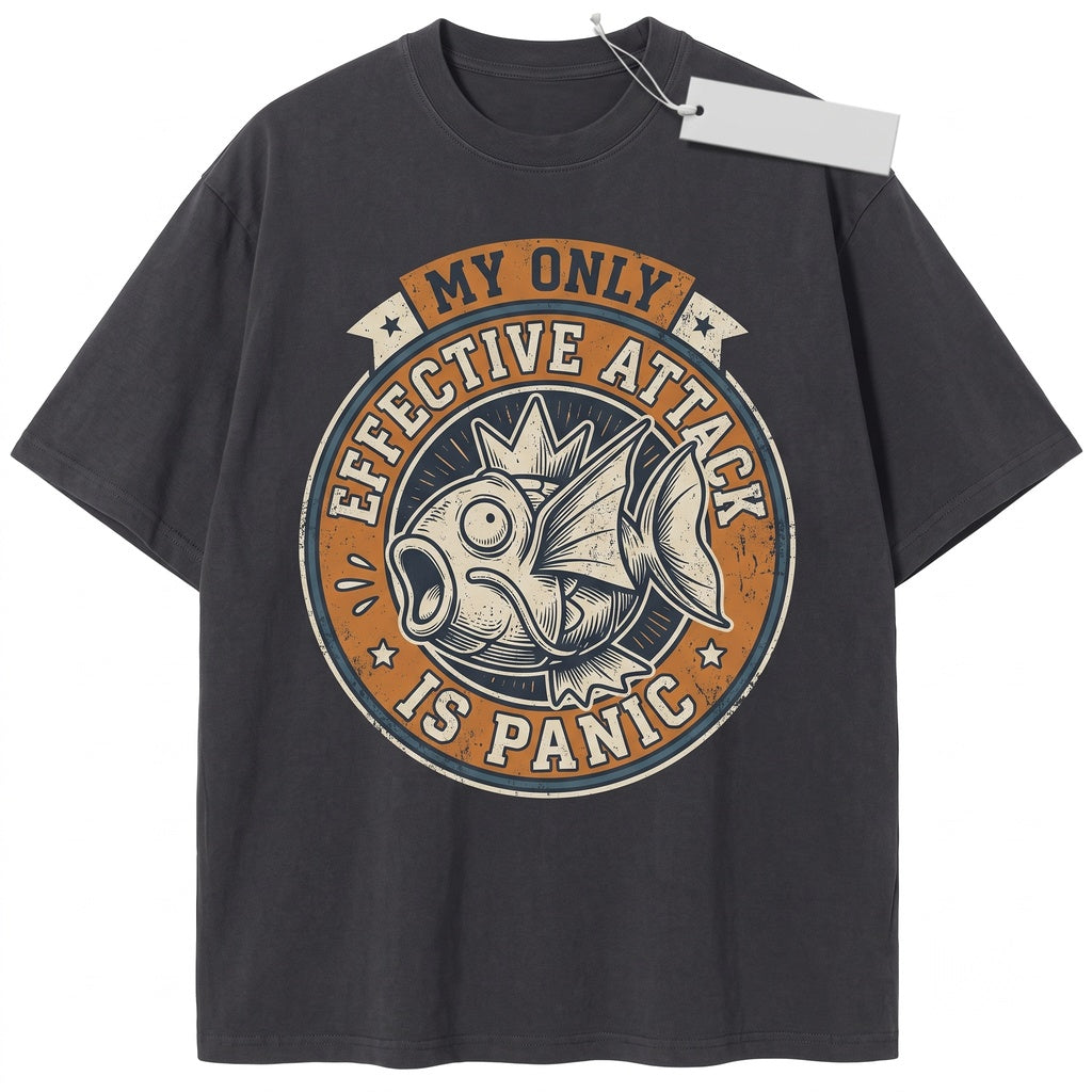 Magikarp Panic Vintage Wash Graphic Anime Gamer Gift Retro Acid Oversized Unisex TShirt