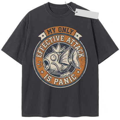 Magikarp Panic Vintage Wash Graphic Anime Gamer Gift Retro Acid Oversized Unisex TShirt