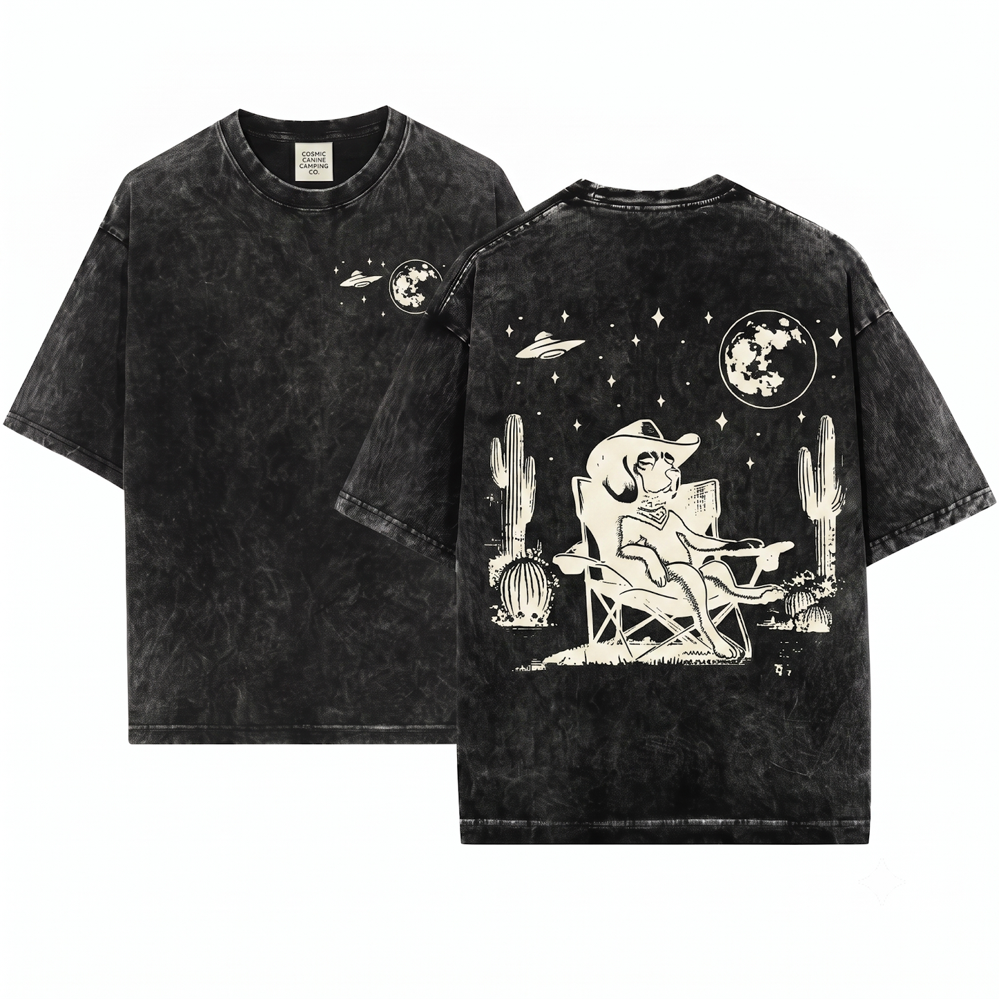 Beagle UFO Western Graphic Tee - Retro Cowboy Vintage Dog Mom Dad Gift Unisex Heavyweight Garment-Dyed T-Shirt