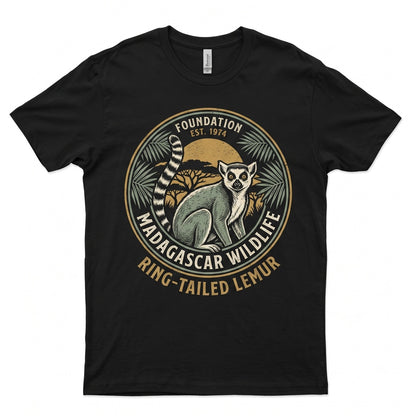 Ring Tailed Lemur Madagascar Sunset Wildlife Graphic Vintage Nature Animal Lover Unisex TShirt