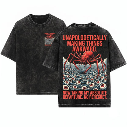 I Have Made It Awkward Funny Vintage Japanese Spider Crab Graphic Ocean Unisex Wash T-Shirt