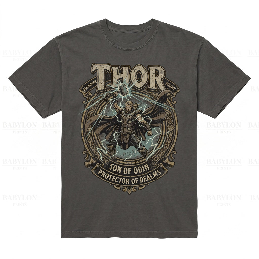 Vintage Norse God of Thunder Graphic Sweatshirt Retro Superhero Apparel Unisex TShirt
