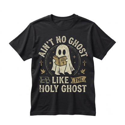 Funny Cute Ghost Reading Holy Bible Catholic Retro Religious Graphic Gift Unisex TShirt