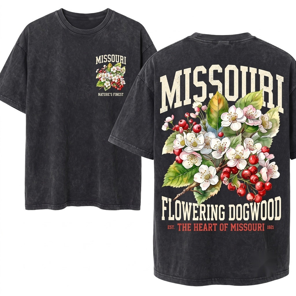 Missouri Botanical Flower Nature Travel Gift for Mom Girlfriend Unisex Wash T-Shirt