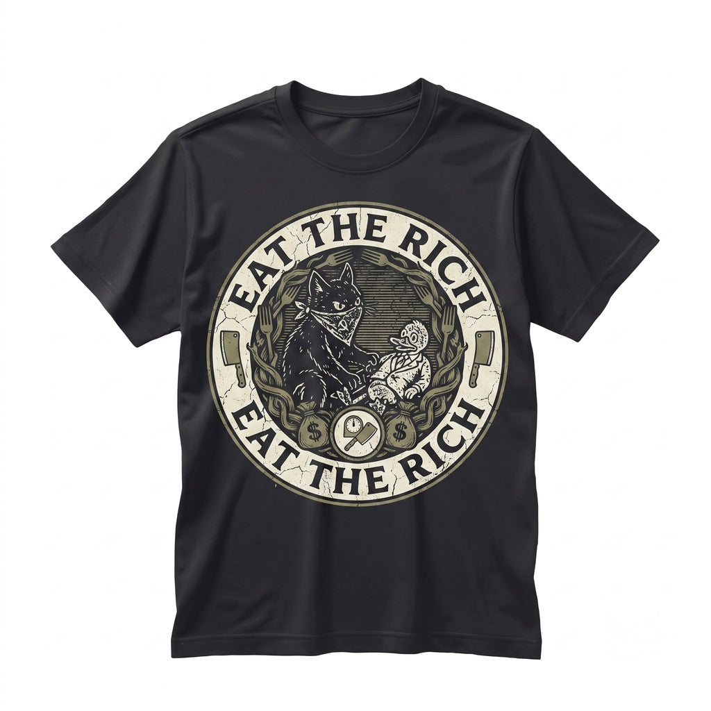 Eat The Rich Cat Duck Goose Anti-Capitalist Socialist Political Graphic Unisex TShirt