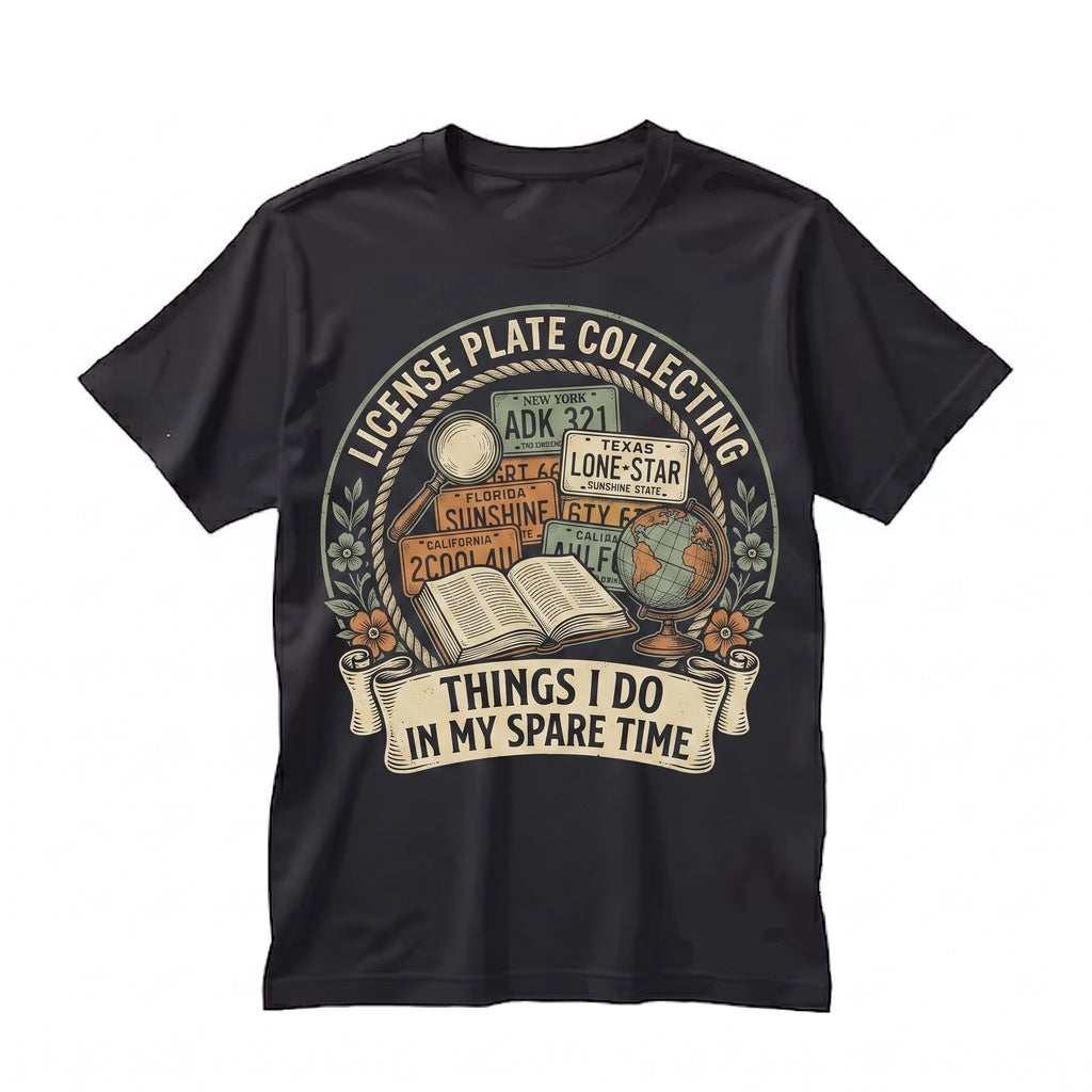 Vintage License Plate Graphic Retro Automobilia Road Trip Car Hobbyist Apparel Unisex TShirt
