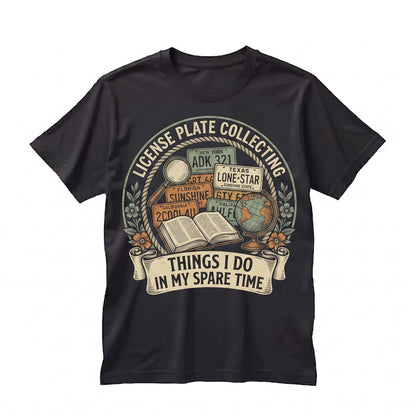 Vintage License Plate Graphic Retro Automobilia Road Trip Car Hobbyist Apparel Unisex TShirt