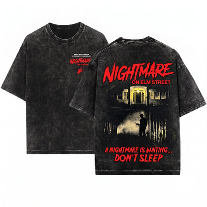 Retro Japanese Horror Movie Graphic Elm Street Nightmare Slasher Unisex Wash T-Shirt