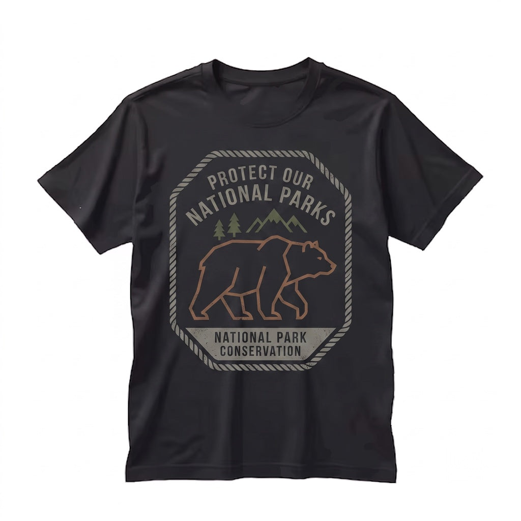 National Parks Bear Vintage Wildlife Conservation Retro Mountain Forest Nature Aesthetic Gift Unisex TShirt
