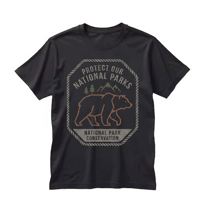 National Parks Bear Vintage Wildlife Conservation Retro Mountain Forest Nature Aesthetic Gift Unisex TShirt