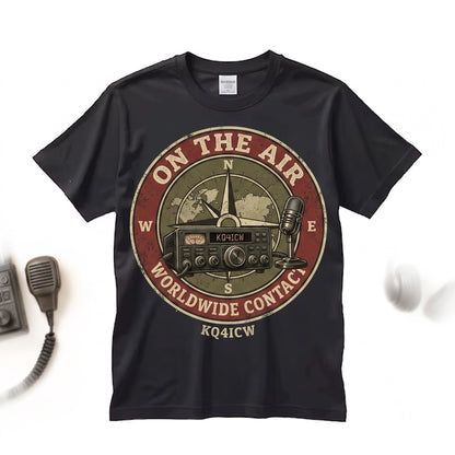Personalized Ham Amateur Radio Callsign Operator Worldwide Contact Gift Unisex TShirt