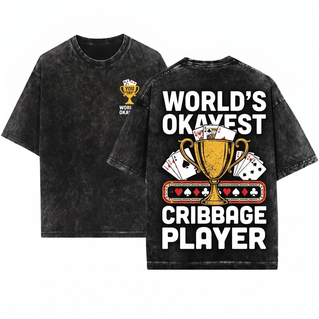 Cribbage Card Game Lover Gift Funny Outfit Casino Night Friends Family Board Player Unisex Wash T-Shirt