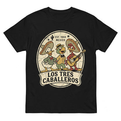 Vintage Three Caballeros Mexico Pavilion Retro Theme Park Vacation Matching Fiesta Parrot Rooster Unisex TShirt