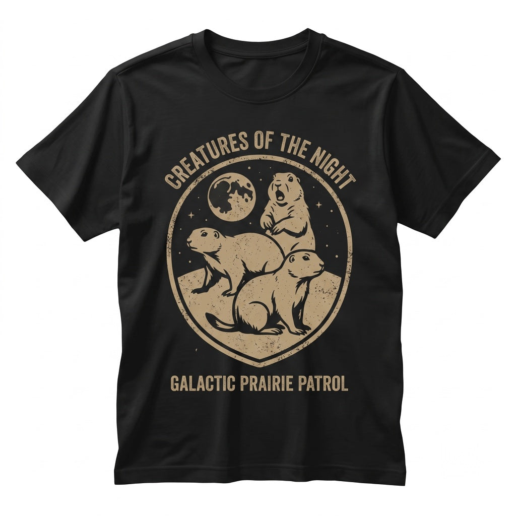 Vintage Three Prairie Dog Retro Graphic Moon Wildlife Novelty Funny Oversized Top Unisex TShirt