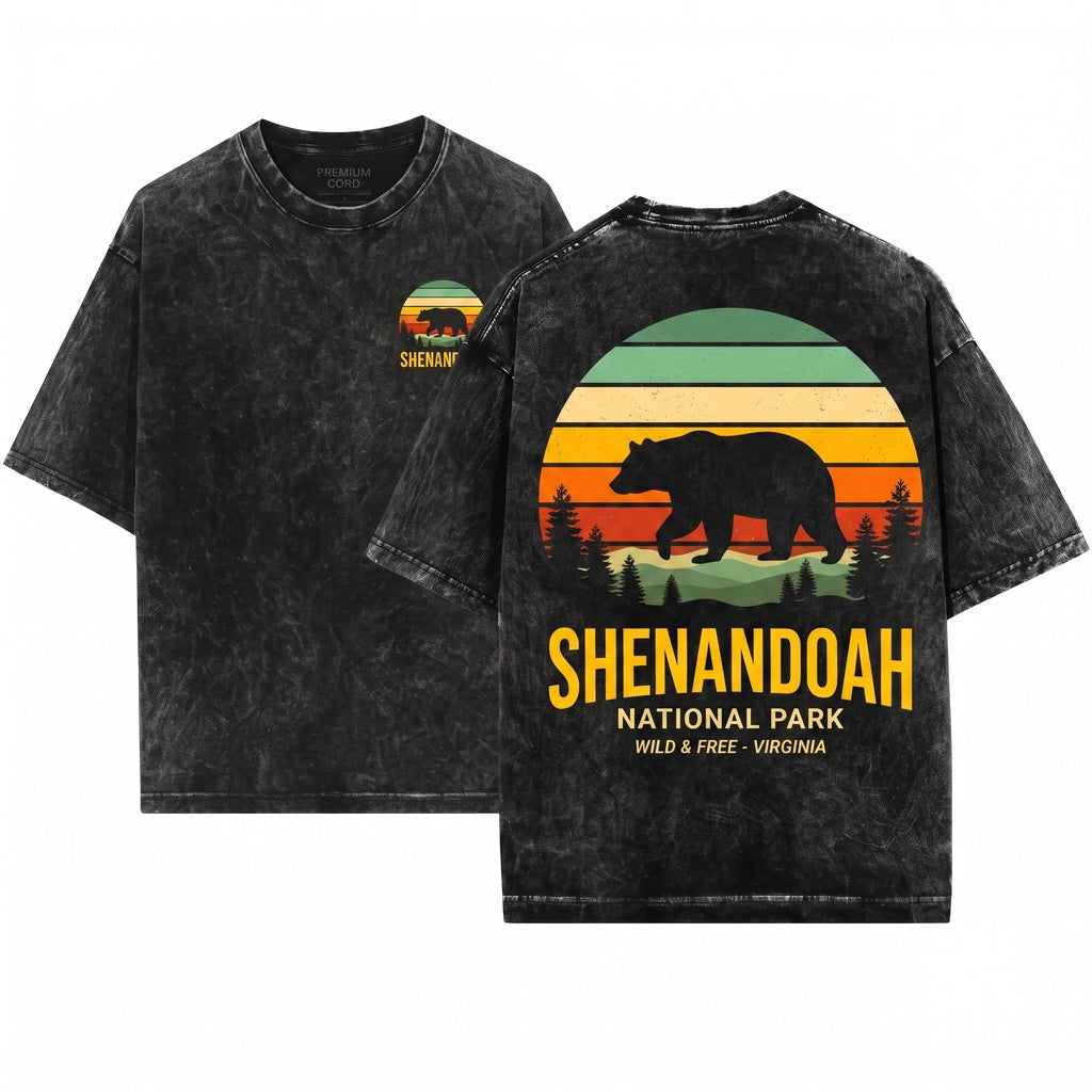 Shenandoah National Park Vintage Bear Souvenir Unisex Wash T-Shirt
