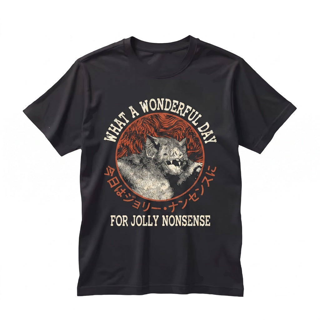 What A Wonderful Day Bat Vintage Japanese Graphic Retro Cotton Short Sleeve Unisex TShirt