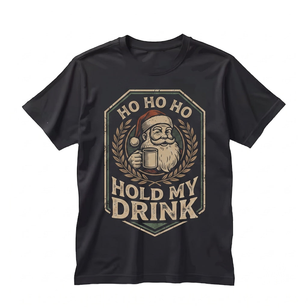 Funny Hold My Drink Santa Christmas Sarcastic Holiday Graphic Vintage Gift Unisex TShirt