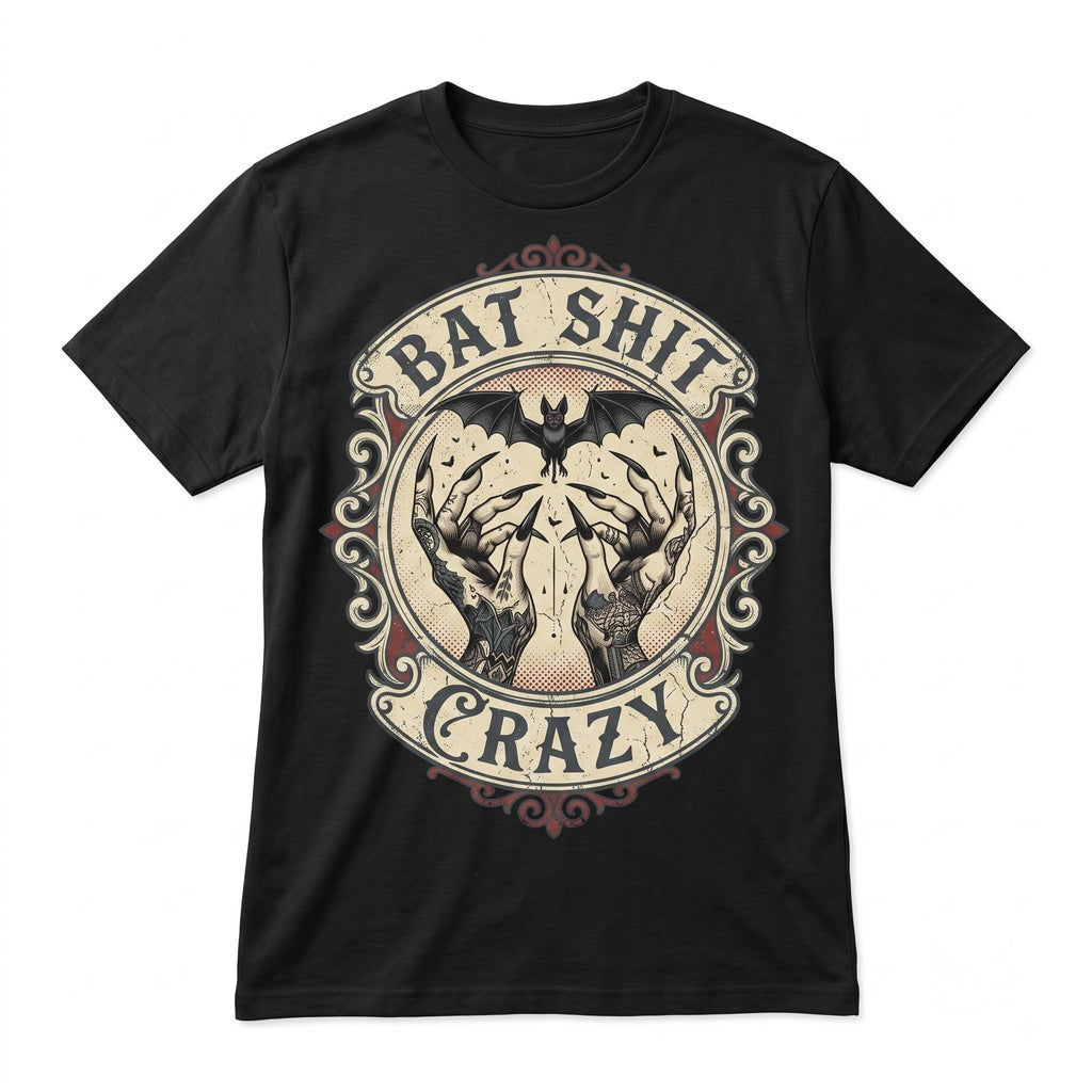 Crazy Bat Tattooed Hands Graphic Spooky Goth Aesthetic Creepy Cute Alternative Fashion Women Unisex TShirt
