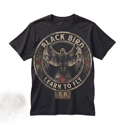 Black Bird Learn To Fly Gothic Eagle Graphic Sweatshirt Dark Academia Style Unisex TShirt