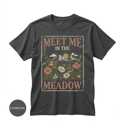 Wildflower Boho Mountain Floral Graphic Moss Green Meadow Botanical Print Unisex TShirt