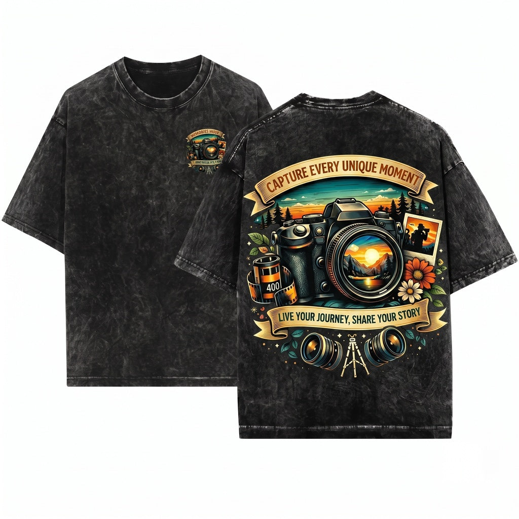 Vintage Camera Picture Graphic Art Apparel Photographer Gift Unisex Wash T-Shirt