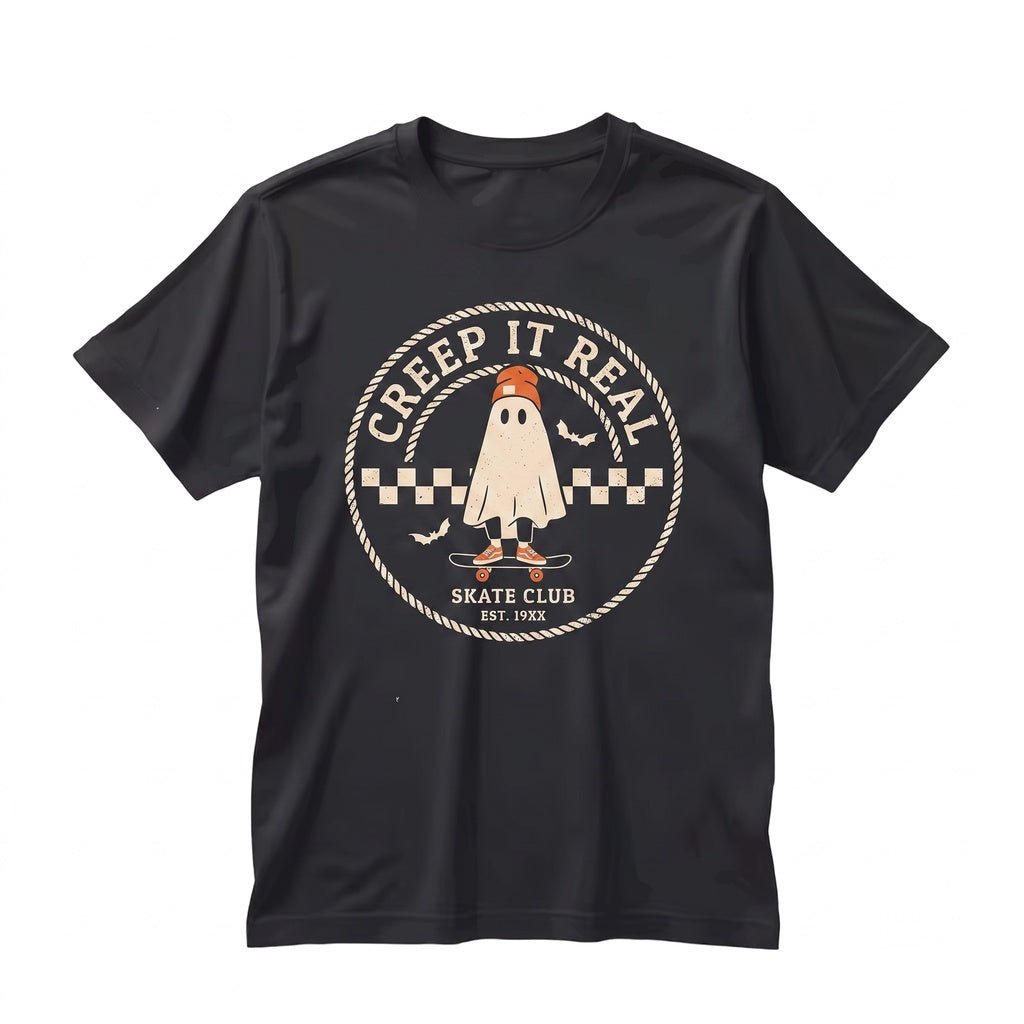Retro Creep It Real Ghost Witch Vintage Autumn Halloween Graphic Unisex TShirt