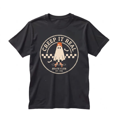 Retro Creep It Real Ghost Witch Vintage Autumn Halloween Graphic Unisex TShirt