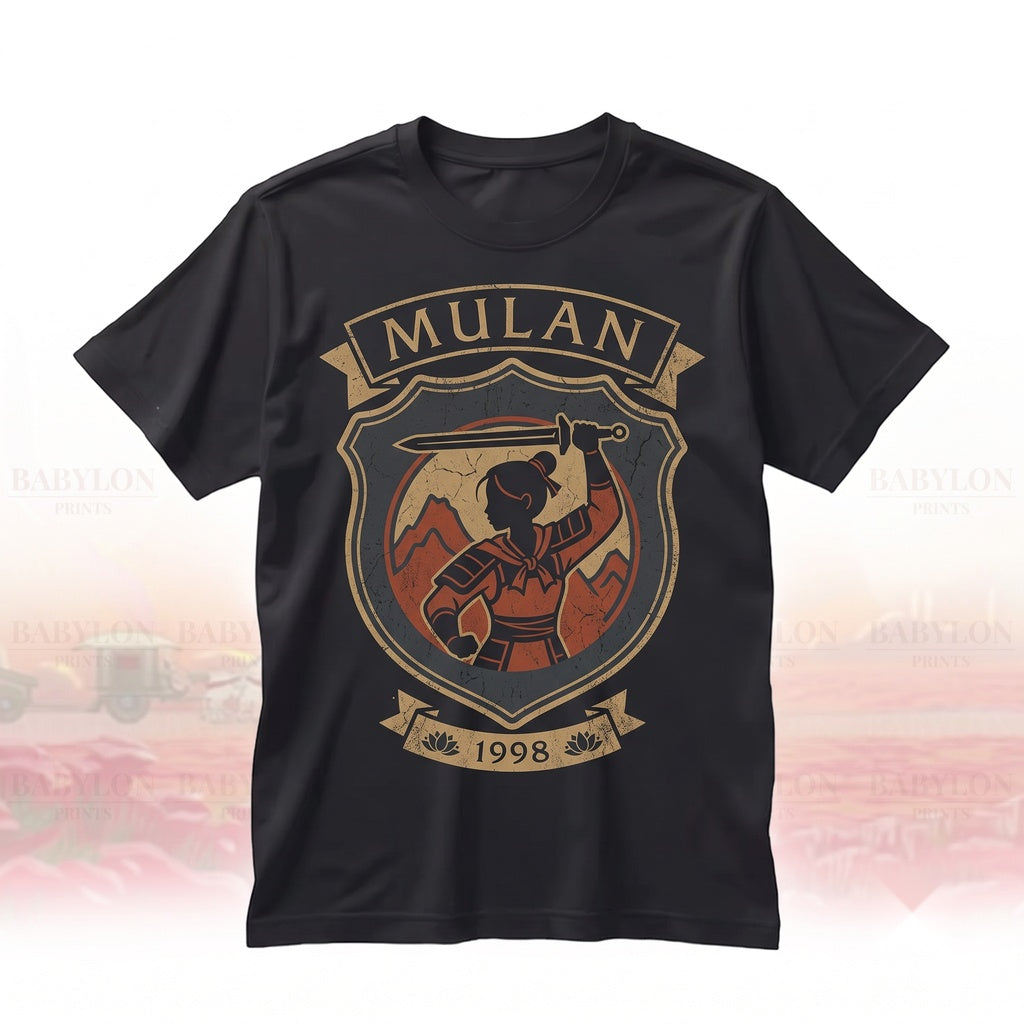 Oversized Chinese Warrior Princess Graphic Top, Red Dragon Theme Park Vacation Apparel, Retro Film Gift Unisex TShirt