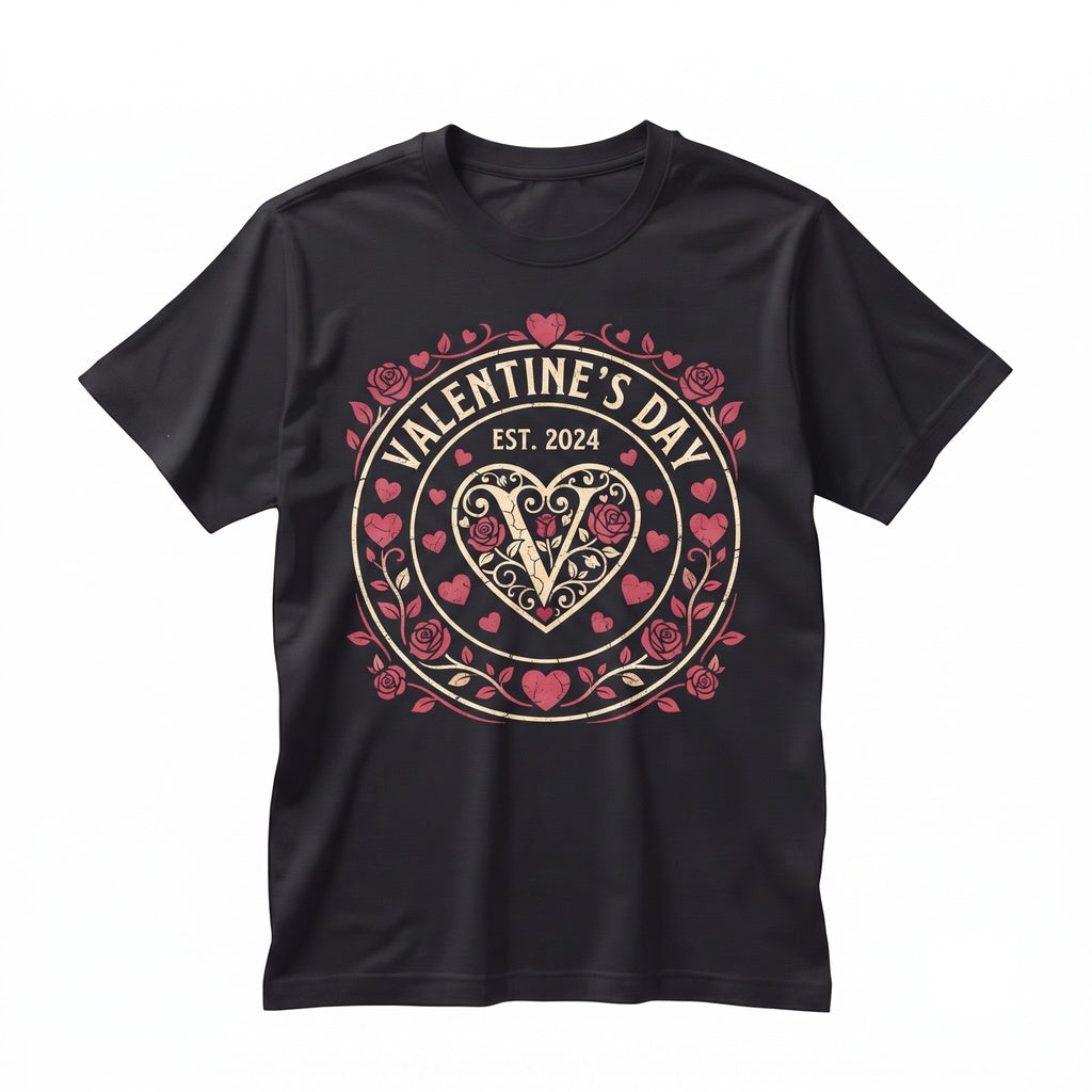 Valentine Love Red Heart Graphic Casual Holiday Apparel Unisex TShirt