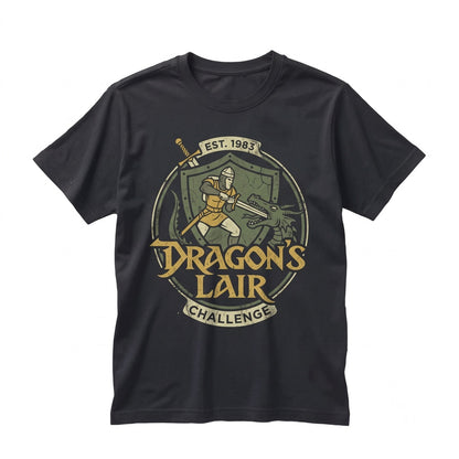 Vintage Retro 80s Arcade Knight Fantasy Dragon Castle Graphic Cotton Unisex TShirt